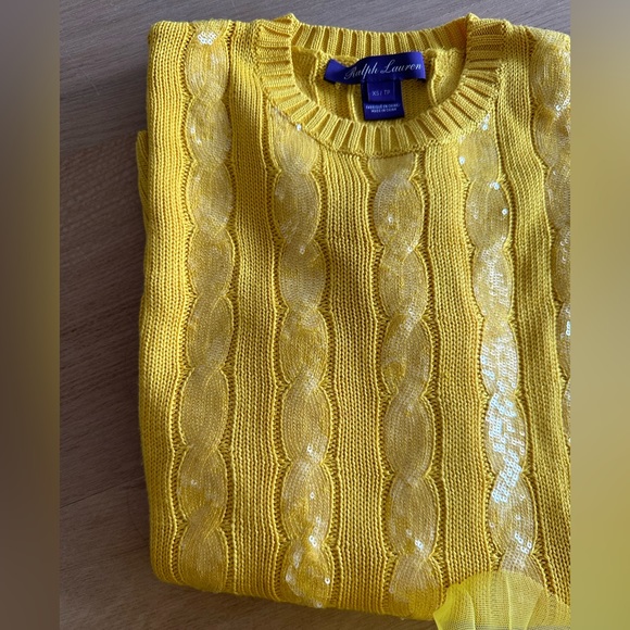 Ralph Lauren Purple Label Yellow Knit Sweater with Sequins - Picture 4 of 5